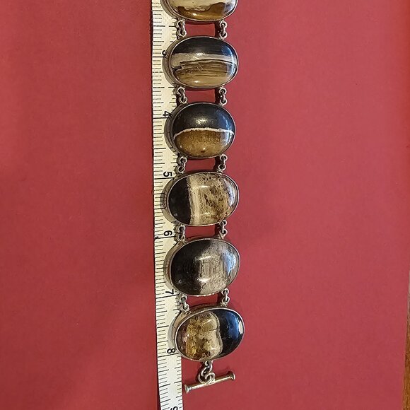 Petrified Palm Wood/Sterling Silver Bracelet and Pendant - Picture 13 of 15